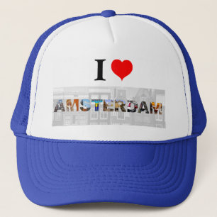 I Love Amsterdam Holland Heart Travel Photos Trucker Hat