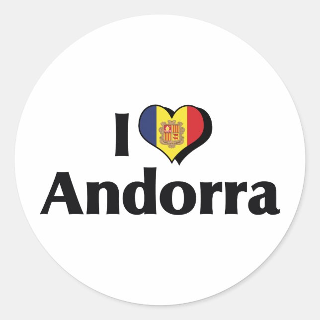 I Love Andorra Flag Classic Round Sticker (Front)