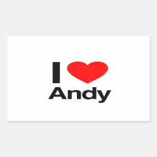 i love andy rectangular sticker