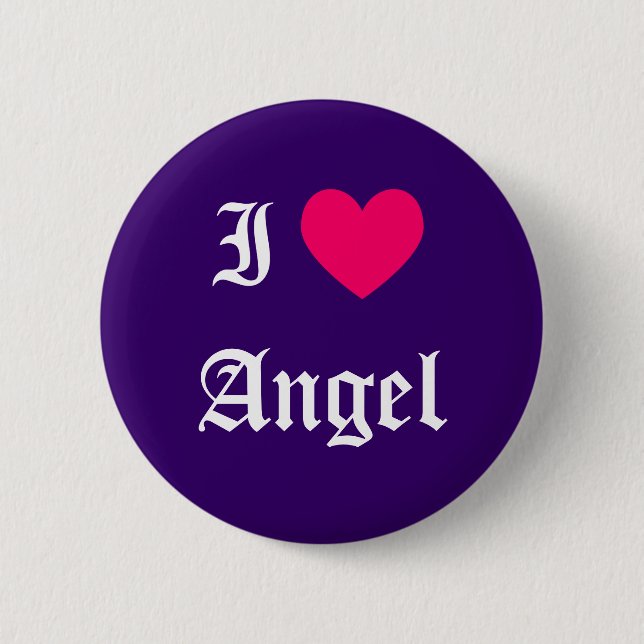 I Love Angel 6 Cm Round Badge (Front)