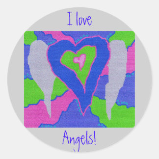 I Love  Angels! Classic Round Sticker