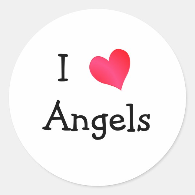 I Love Angels Classic Round Sticker (Front)