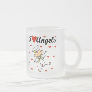 I Love Angels T-shirts and Gifts Frosted Glass Coffee Mug