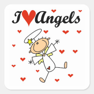 I Love Angels T-shirts and Gifts Square Sticker