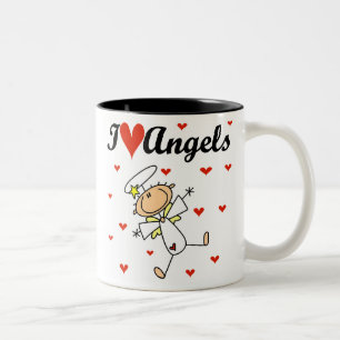 I Love Angels T-shirts and Gifts Two-Tone Coffee Mug