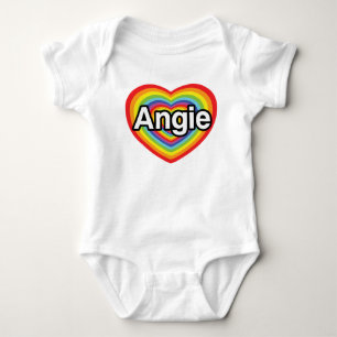 I love Angie, rainbow heart Baby Bodysuit