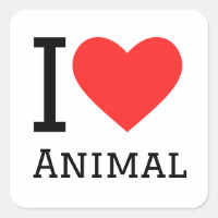 I love animal square sticker