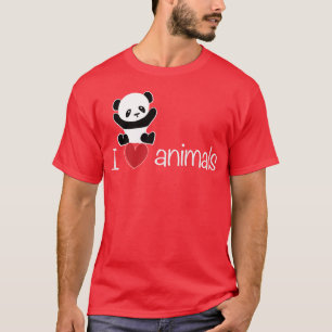 i love animals bear panda retro T-Shirt