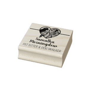 I love animals - Cat Dog Bird Rabbit in a Heart 1 Rubber Stamp