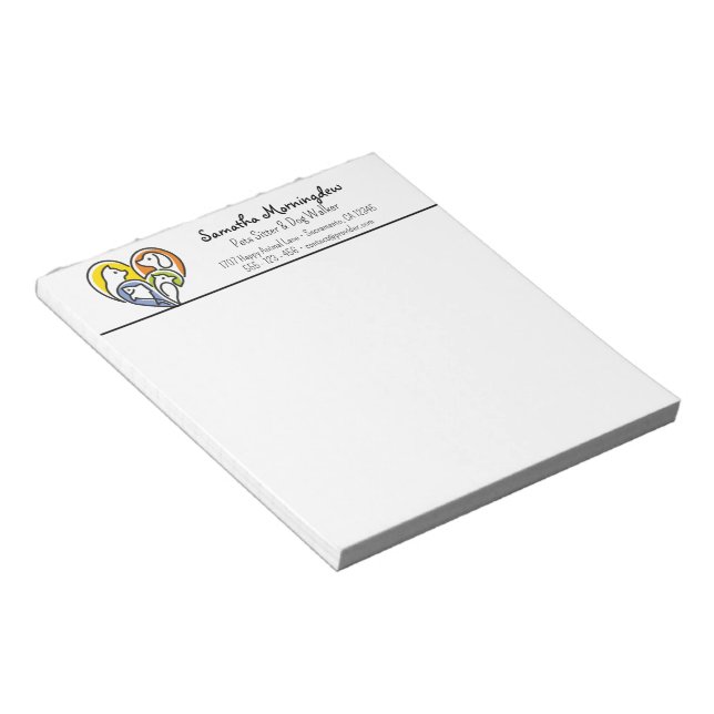 I love animals - Cat Dog Fish Bird in a Heart 1 Notepad (Angled)