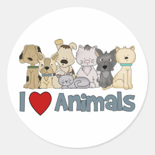 I Love Animals Classic Round Sticker