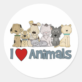I Love Animals Classic Round Sticker