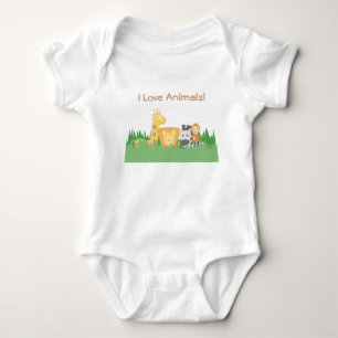 I Love Animals, Cute and Colourful, for Kids Baby Bodysuit