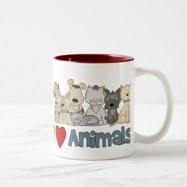 I Love Animals Two-Tone Coffee Mug (Right)
