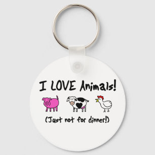 I Love Animals Vegetarian Key Ring