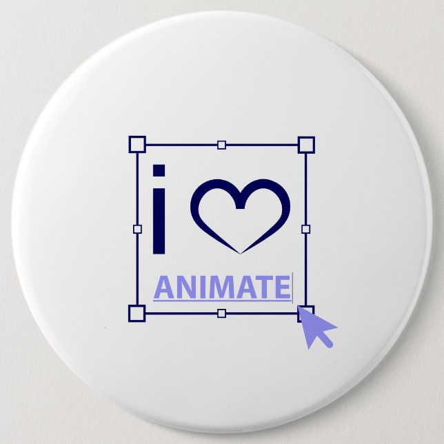 I Love Animate 6 Cm Round Badge (Front)