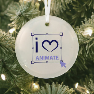 I Love Animate Glass Tree Decoration