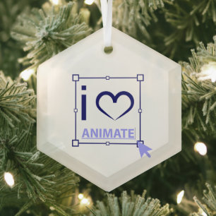 I Love Animate Glass Tree Decoration