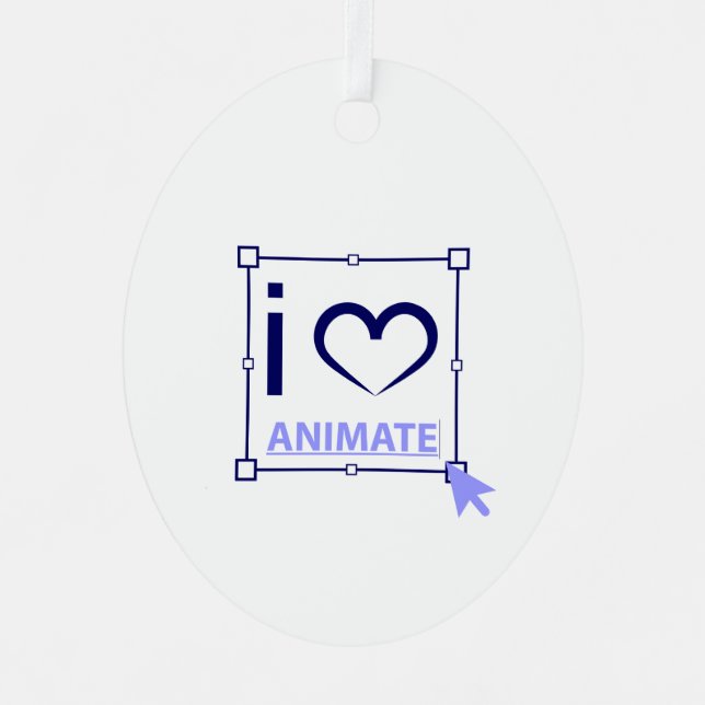 I Love Animate Metal Tree Decoration (Front)