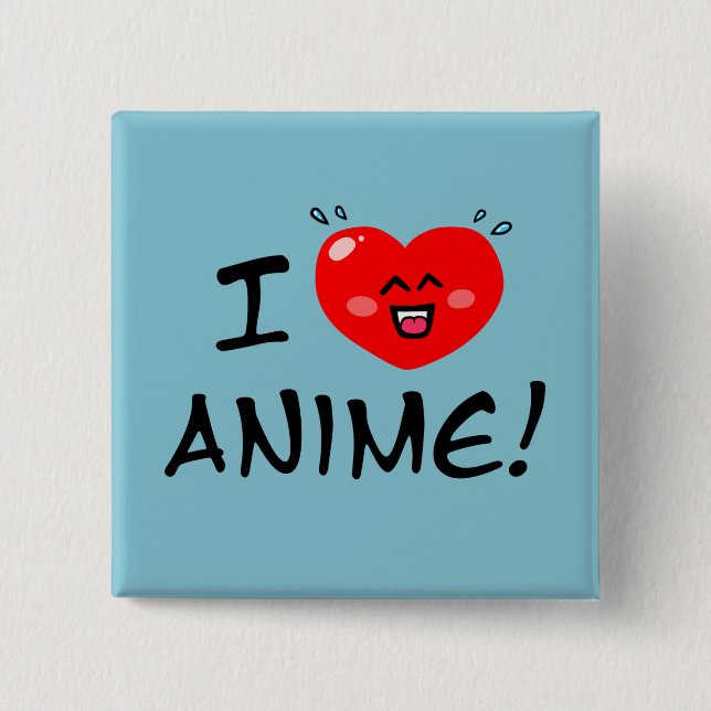 I Love Anime 15 Cm Square Badge (Front)