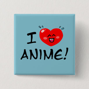 I Love Anime 15 Cm Square Badge