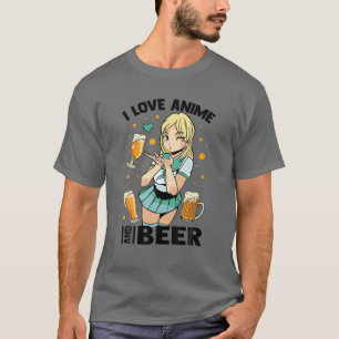 I Love Anime And Beer - Cute Kawaii - Manga Otaku T-Shirt