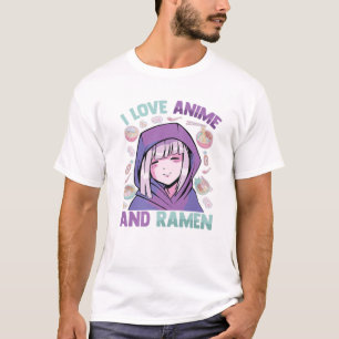 I Love Anime And Ramen - Kawaii Blushing Otaku Gir T-Shirt