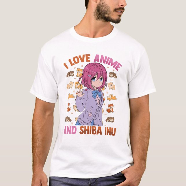 I Love Anime And Shiba Inu - Kawaii Otaku - Cute M T-Shirt (Front)