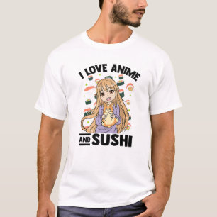 I Love Anime And Sushi - Kawaii Otaku Girl - Cute T-Shirt