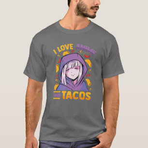 I Love Anime And Tacos - Kawaii Blushing Otaku Gir T-Shirt