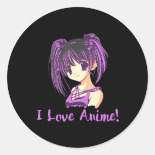 I Love Anime! Anime Girl otaku Manga Classic Round Sticker