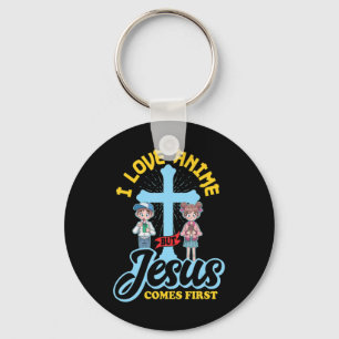 I Love Anime But Jesus Comes First Anime Lover Man Key Ring