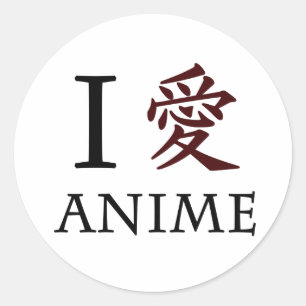 I Love Anime Classic Round Sticker