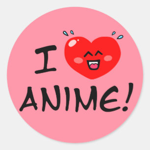 I Love Anime Classic Round Sticker