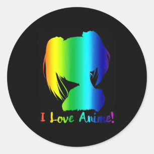 i love anime funny manga cosplay classic round sticker