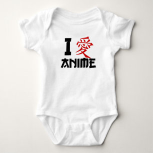 I Love Anime Japanese Ai kanji geek nerd funny Baby Bodysuit