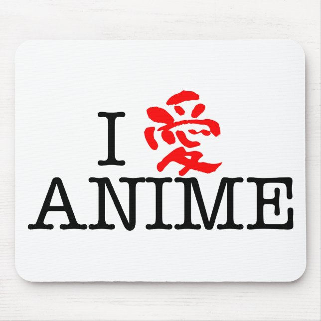 I Love Anime Mouse Mat (Front)