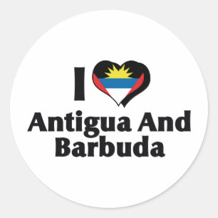 I Love Antigua & Barbuda Flag Classic Round Sticker
