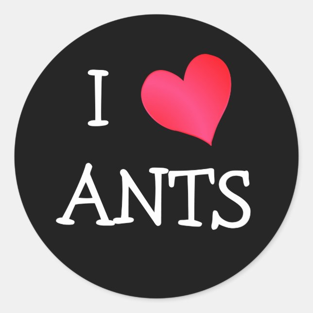 I Love Ants Classic Round Sticker (Front)