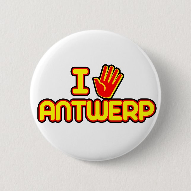 I Love Antwerp (hand) 6 Cm Round Badge (Front)