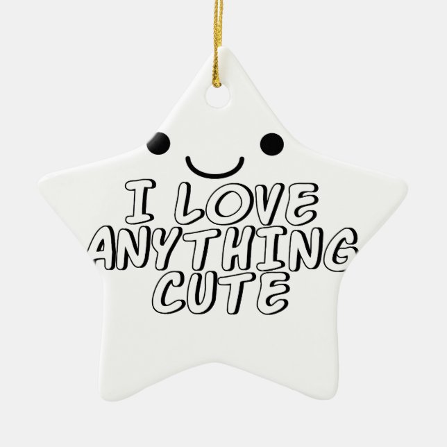 I Love Anything Cute Ceramic Tree Decoration (Front)