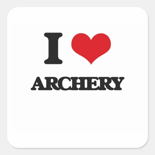I Love Archery Square Sticker (Front)