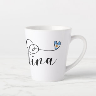 I Love Argentina, Argentine Flag Heart Latte Mug