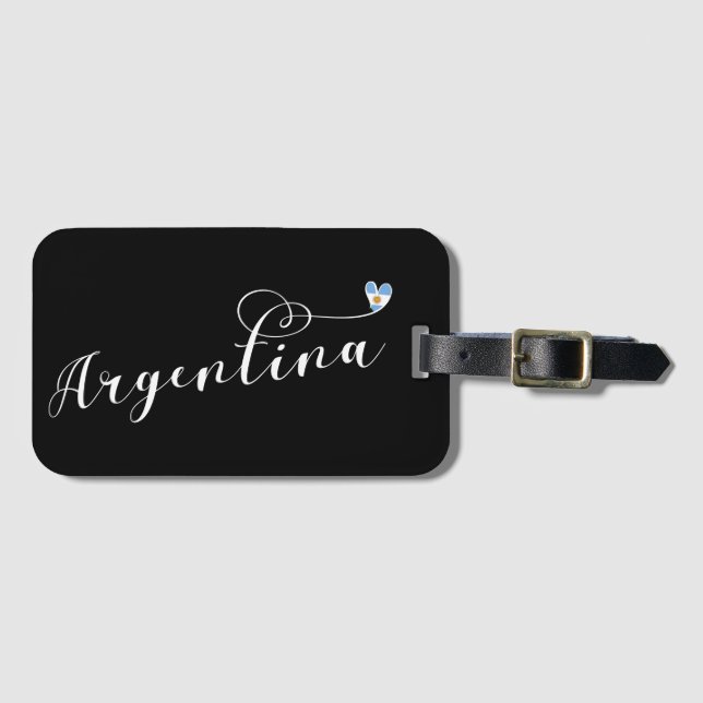 I Love Argentina, Argentine Flag Heart Luggage Tag (Front Horizontal)
