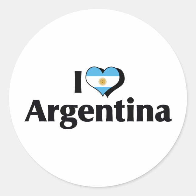 I Love Argentina Flag Classic Round Sticker (Front)