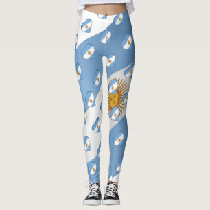 I Love Argentina Flag of Argentina Hearts Pattern Leggings