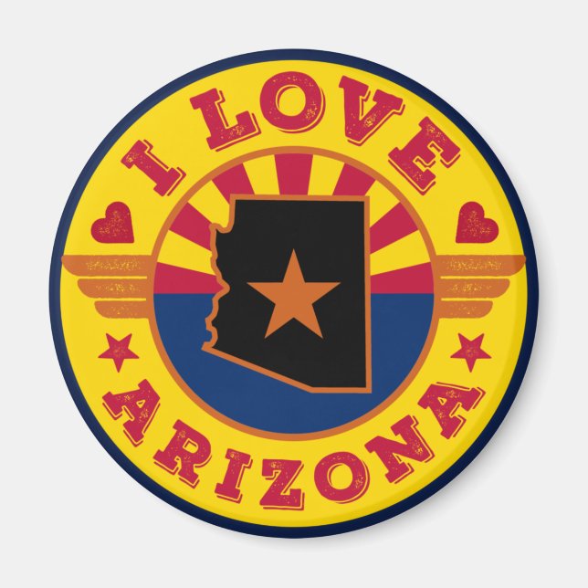I Love Arizona State Map and Flag Magnet (Front)