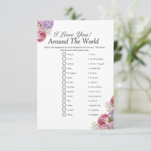 I love around the world floral Bridal shower game Invitation