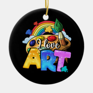 I Love Art Artist Painter Colorful Painting Rainbo Ceramic Tree Decoration