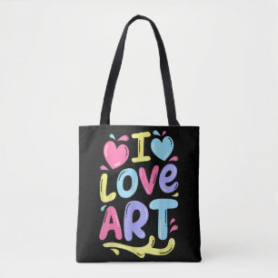 I Love Art, Artist Painter Colourful Painting Gift Tote Bag